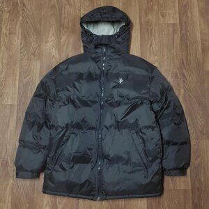 mens black U.S Polo Assn. thick Heavyweight hooded puffer jacket size XL
